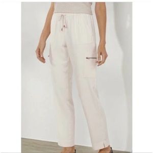 Soft Surroundings Straight Leg Ankle Elastic Waistband Silk Pants Bottoms